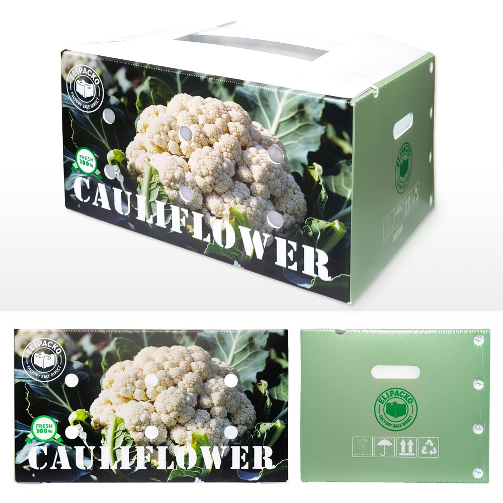 Plastic cauliflower produce crate