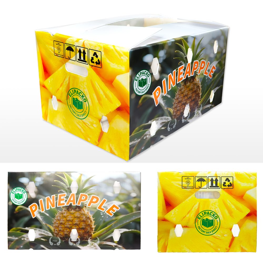 Pineapple in a plastic produce crate