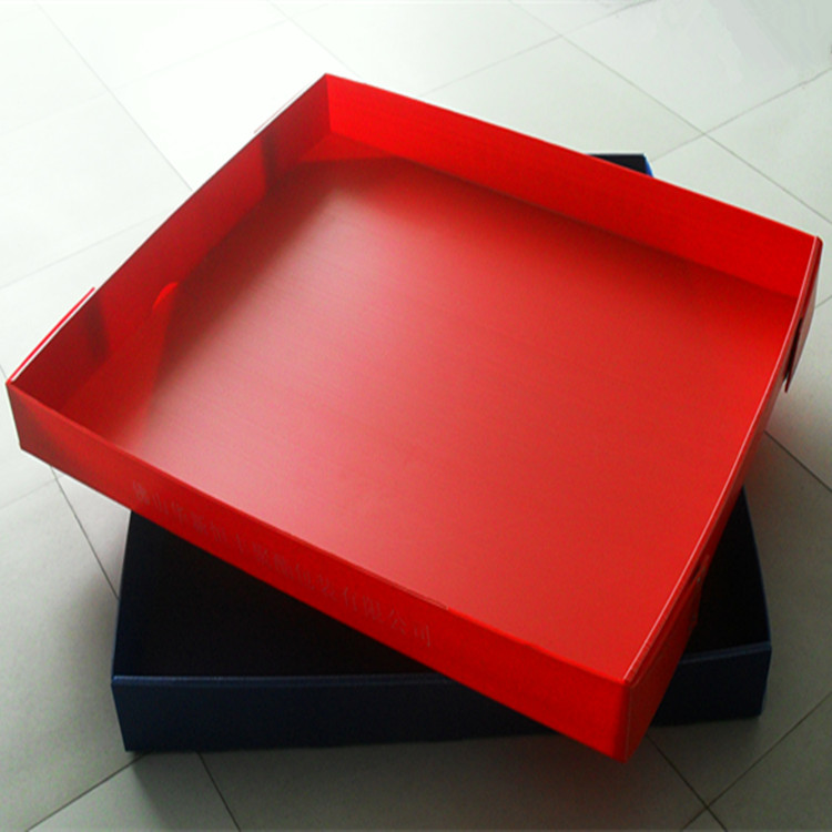 Red and blue PP corrugated shallow trays open-top — Elipacko USA