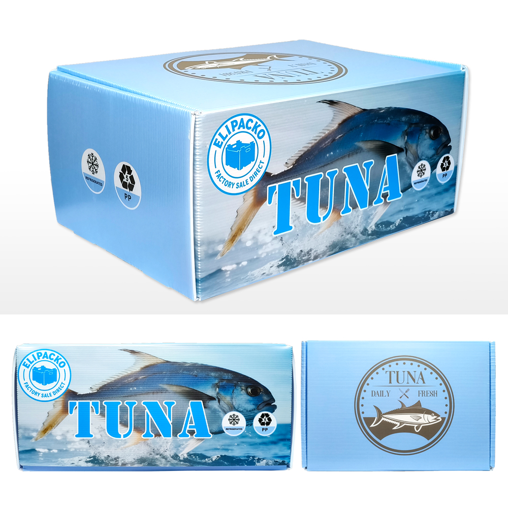 PP corrugated tuna box — Elipacko seafood packaging